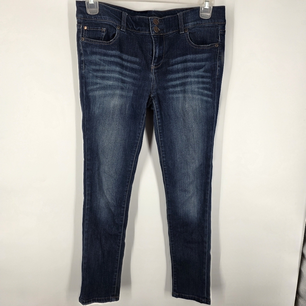 New York & Company Soho Jeans Size 8 Dark Wash Skinny Legging Double Button - Picture 4 of 9